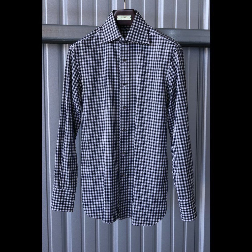 Tom Ford cotton checkered button down shirt in Large